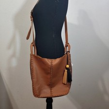 The Sak Los Feliz Leather Crossbody Bag Adjustable Purse Moroccan Trim *Flawed*