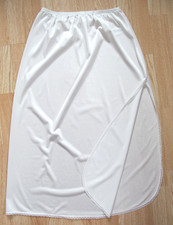 Vintage Vanity Fair White Elastic Waist Nylon Skirt Slip Medium Side Slit 32 N