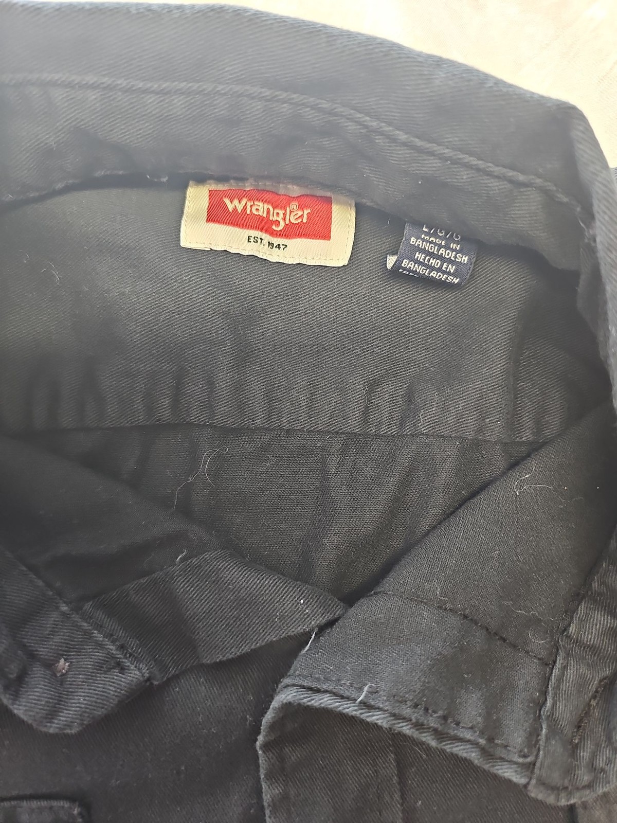 Wrangler Men's Classic Black Long Sleeve Work Shirt - Size Large SS1082 image 2