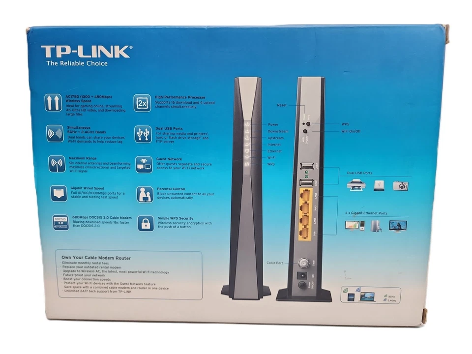 TP-Link Archer C7 AC1750 Dual Band 1300 Mbps 4-Port Gigabit Wireless Router - Image 3 of 4