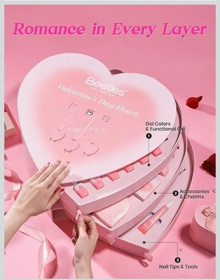 Beetles Valentine Gel Nail Polish Kit with UV Light, So In Love Series, RARE!! 