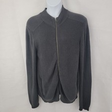 PACT Womens Sweater Sz LARGE Full Zip Knit GRAY Sustainable Oversized READ
