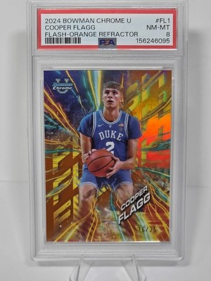 2024 Bowman Chrome Cooper Flagg Flash Orange Refractor #'d /25 PSA 8 