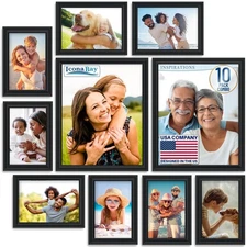 Icona Bay Combination Black Picture Frames Set - 10 PC (Five 4x6, Three 5x7, ...