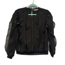 Daniel Rainn Blouse Womens sz Medium Black Bold Lace Long Sleeve Top Career