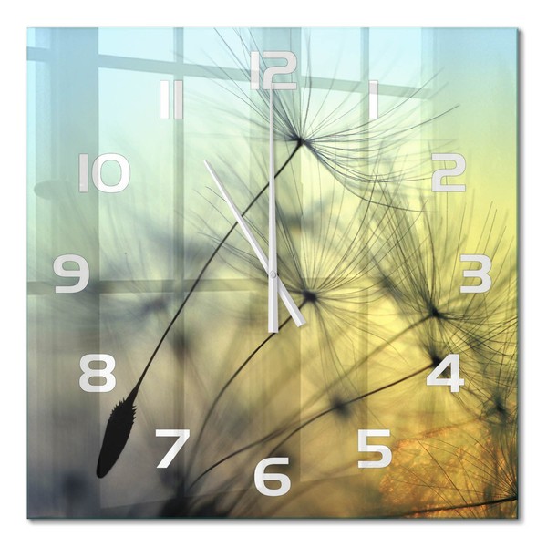 Glas-Wanduhr Glasuhr Aus GehäRtetem Glas LöWenzahnsamen WeißE Zeiger 60X60 Cm-image