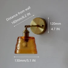 Modern Nordic Amber Glass Wall Light Fixtures Mini round Frosting Glass with ...