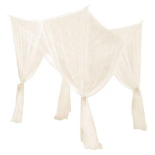 European Style 4 Post Bed Canopy Drape Single Twin Beds Net Beige