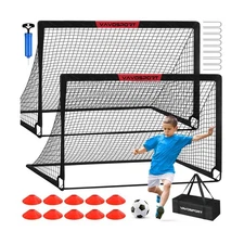 Soccer Goal, 2 of 6'x4' Kids Soccer Goals for Backyard Set, Portabl... Fast Ship