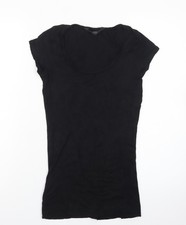 Jane Norman Damen schwarz Gr&ouml;&szlig;e 10 U-Ausschnitt schmales T-Shirt