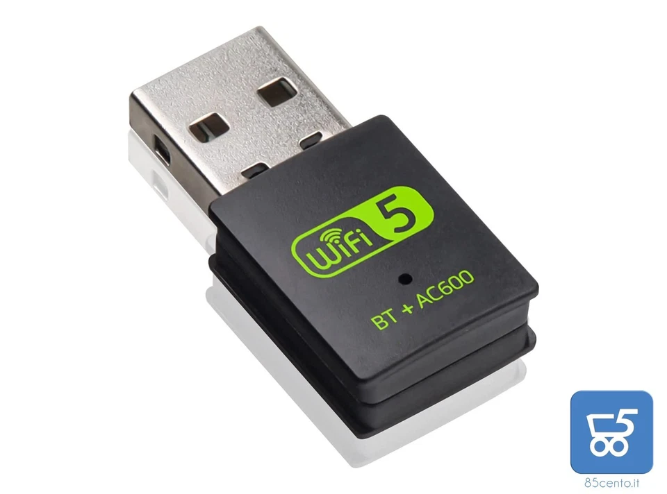 Adattatore USB WIFI Dual Band Bluetooth 4.2 600 mbps 2.4 GHz 5.8 GHz PC Computer - Immagine 2 di 4