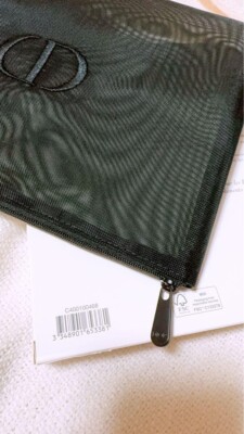 Christian Dior CD Embroidered Logo Black Mesh Large 8x11