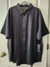 Kenneth Cole Men's Lightweight Woven Shirt Short Sleeve Water Repellent Black 3X