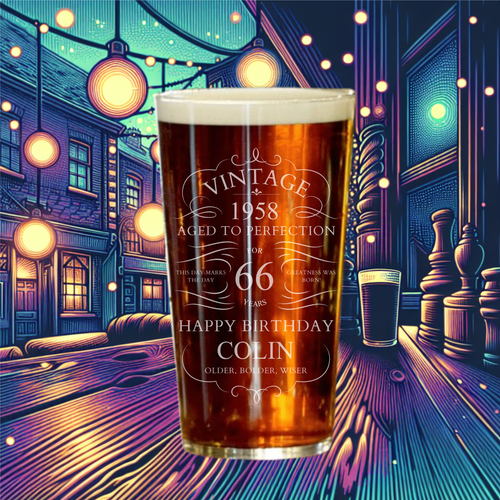 Personalised Pint Glass, Birthday Gift 57th 58th 59th 60th 61st 62nd 63rd 64th - Picture 11 of 15