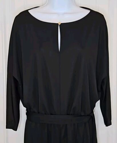 Lauren Ralph Lauren Black Label Jumpsuit Sz Medium Long Sleeve Belted New Black - Picture 5 of 12