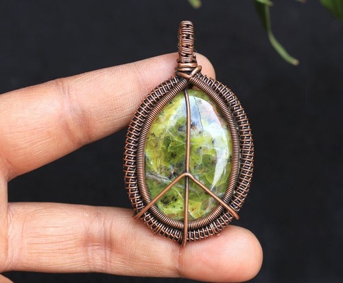 Unakite Jasper Pendant Copper Wire Wrap Gemstone Jewelry Gift For Christmas N25 - Picture 9 of 10