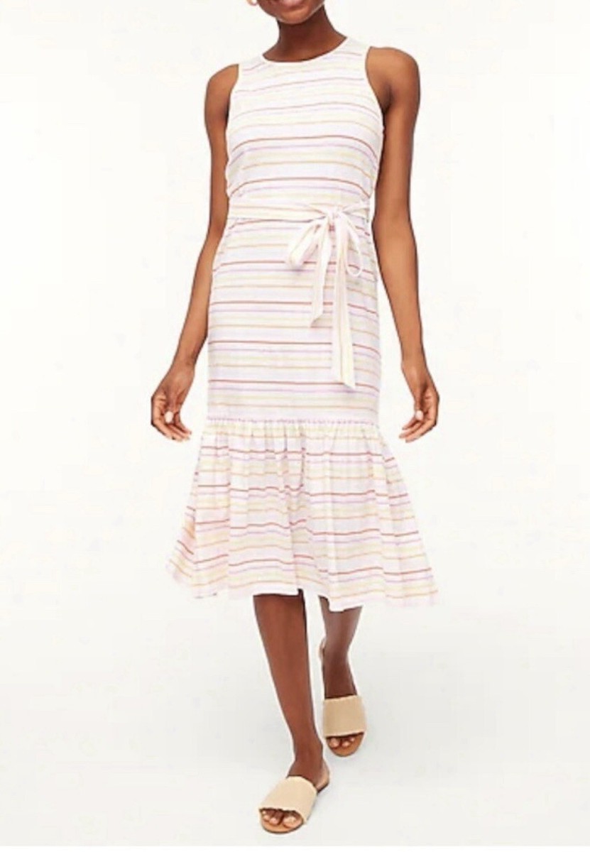 J Crew Factory Womens Striped Knit Tie Waist Midi Dress XS Cotton Sleeveless J Crew Factory Womens Striped Knit Tie Waist Midi Dress XS Cotton Sleeveless