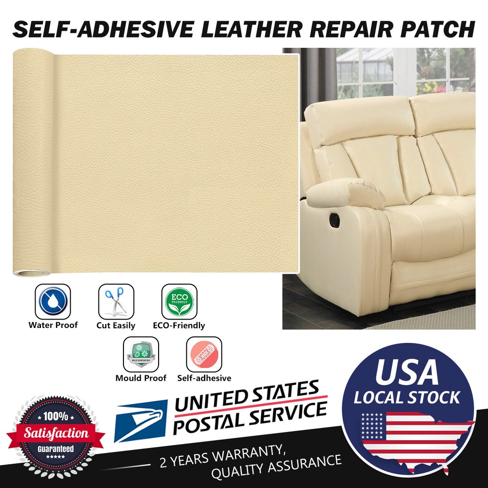 Beige Leather Repair Kit Self-Adhesive Patch Sticking on Sofa Clothing Car Seat