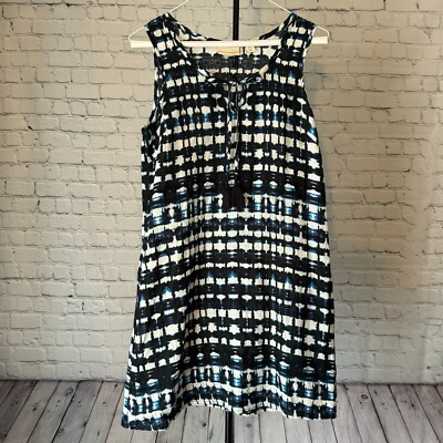 Cynthia Rowley Womens 100% Linen Blue Tie Dye Shift Dress Sleeveless Size  4 | eBay