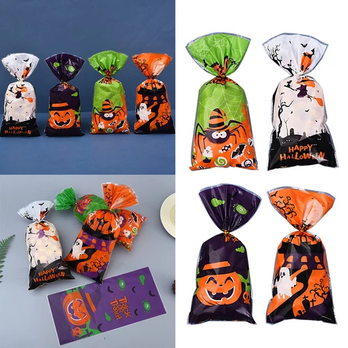 100PCS Halloween Candy Bags Party Trick or Treat Sweet Bags Loot Cookie Bag - Picture 4 of 12
