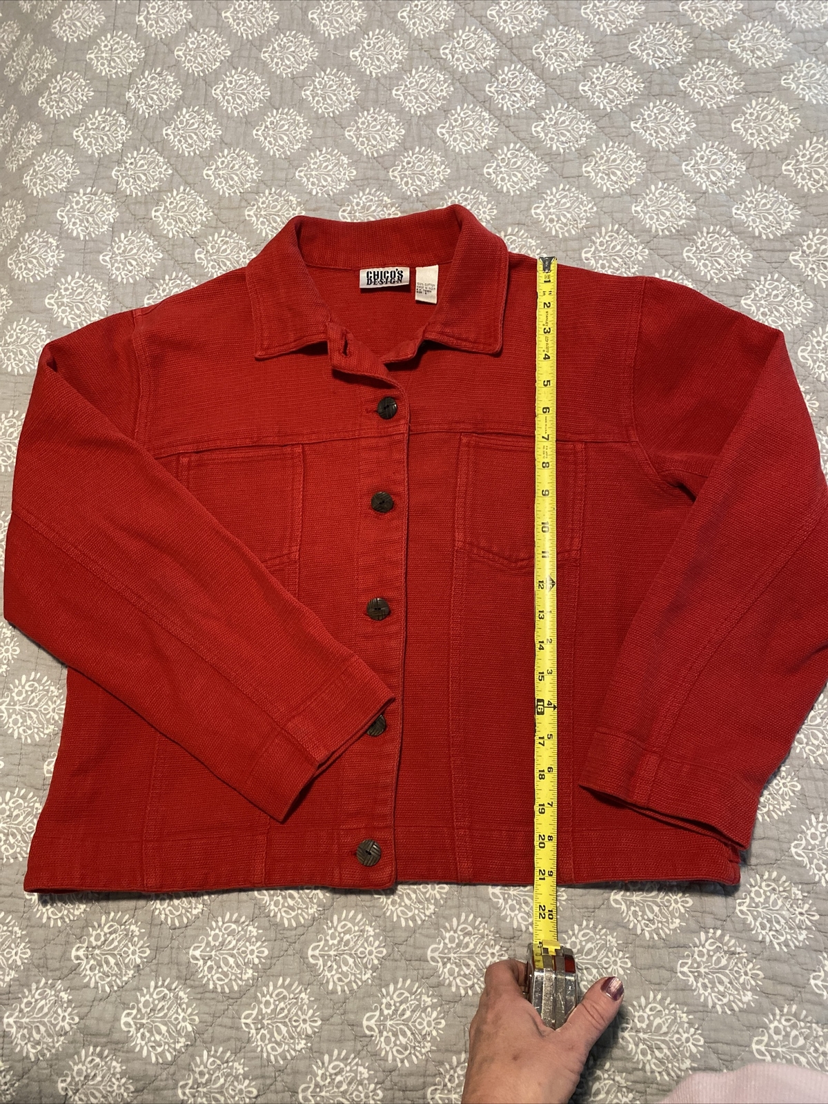 chicos design 2 red button down light weight jack… - image 5