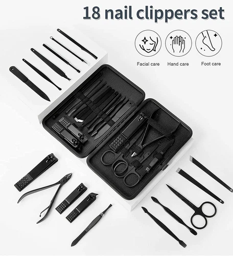 18Pieces Manicure Nail Clippers Grooming Kit Cuticle Remover Pedicure Care Tool - Picture 10 of 11