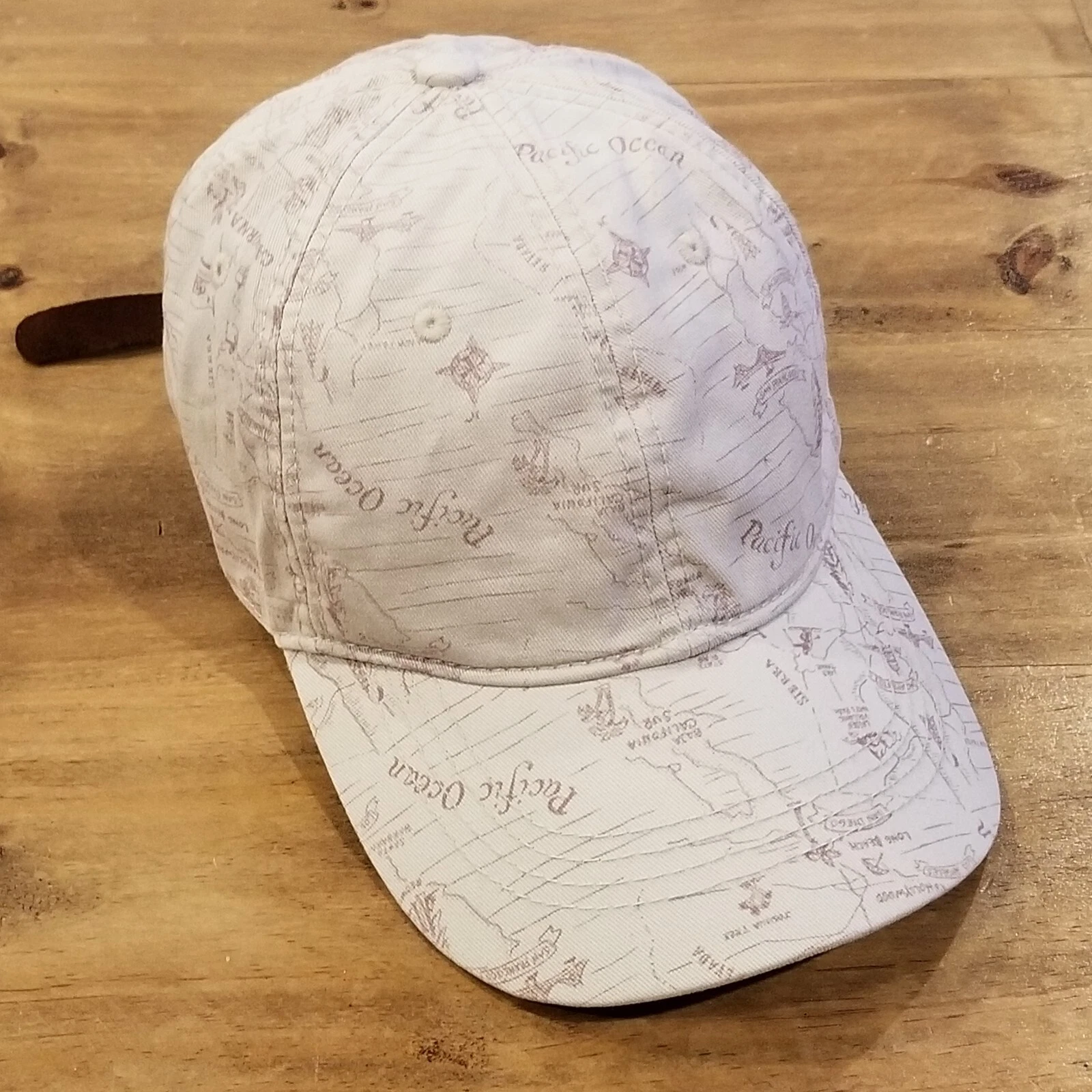 Lucky Brand Hat Cap Leather Strap Back Pacific Ocean Islands AOP Allover