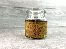 Vintage Embossed Jar Pompeian Massage Cream w/ Reproduced Paper Label