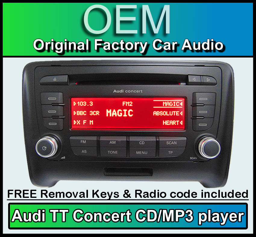 Audi TT CD player radio stereo with code and removal keys Concer