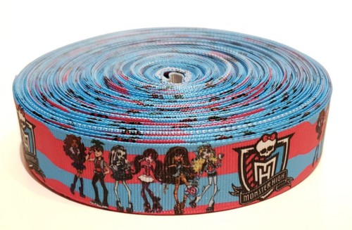 20 Yards 1" Grosgrain Monster High Ribbon Clawdeen Frankie Lagoona Draculaura - Picture 1 of 6
