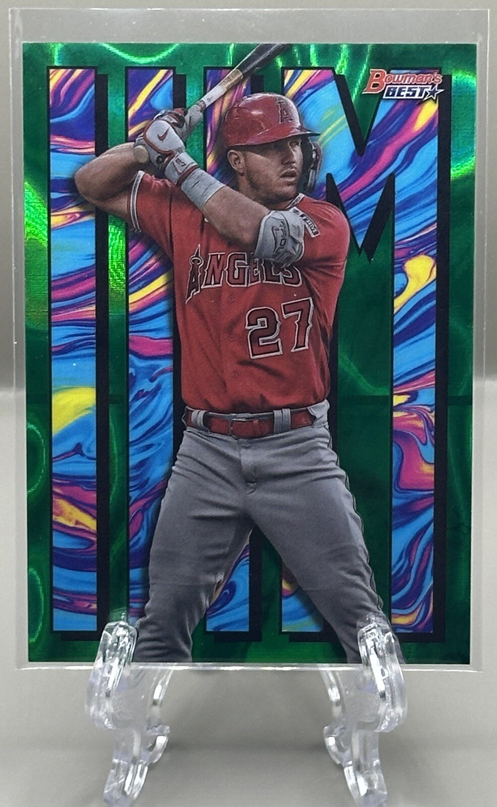 Mike Trout 2023 Bowman’s Best HIM-1 HIM Green Lava Refractor 10/10! Angels