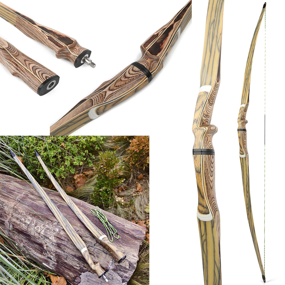 Longbow Démontable 60/62/64 Pouces, Branches 20-50lbs, Bois, Chasse à L'arc Traditionnel
