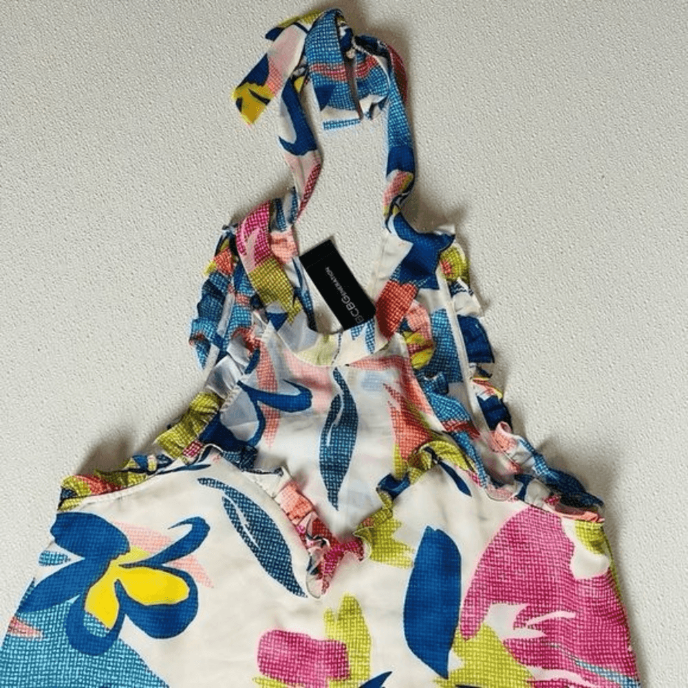 BCBGeneration Halter Textured Floral Ruffle Dress Size M NWT | eBay BCBGeneration Halter Textured Floral Ruffle Dress Size M NWT | eBay