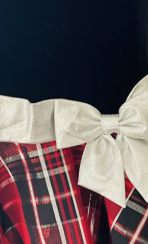 Black Velvet Red /Silver Bow Dress Bonnie Jean Size 5 Holiday, - Picture 3 of 6