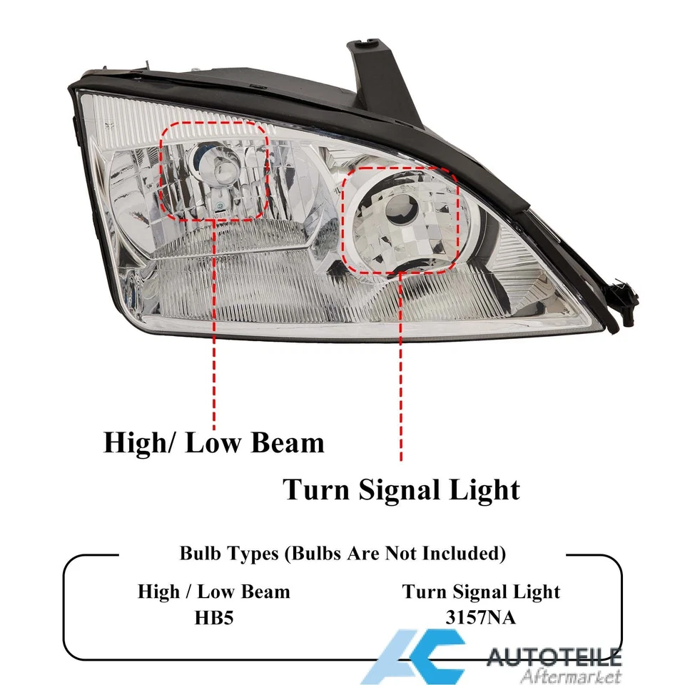 For 2005 2006 2007 Ford Focus Headlights Assembly Head Lamp Chrome Housing Clear Foto 4 de 4