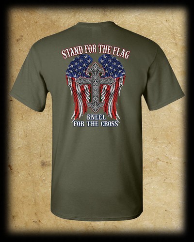 Stand for the Flag, Kneel for the Cross T-Shirt - Patriot Christian Catholic USA - Picture 2 of 6