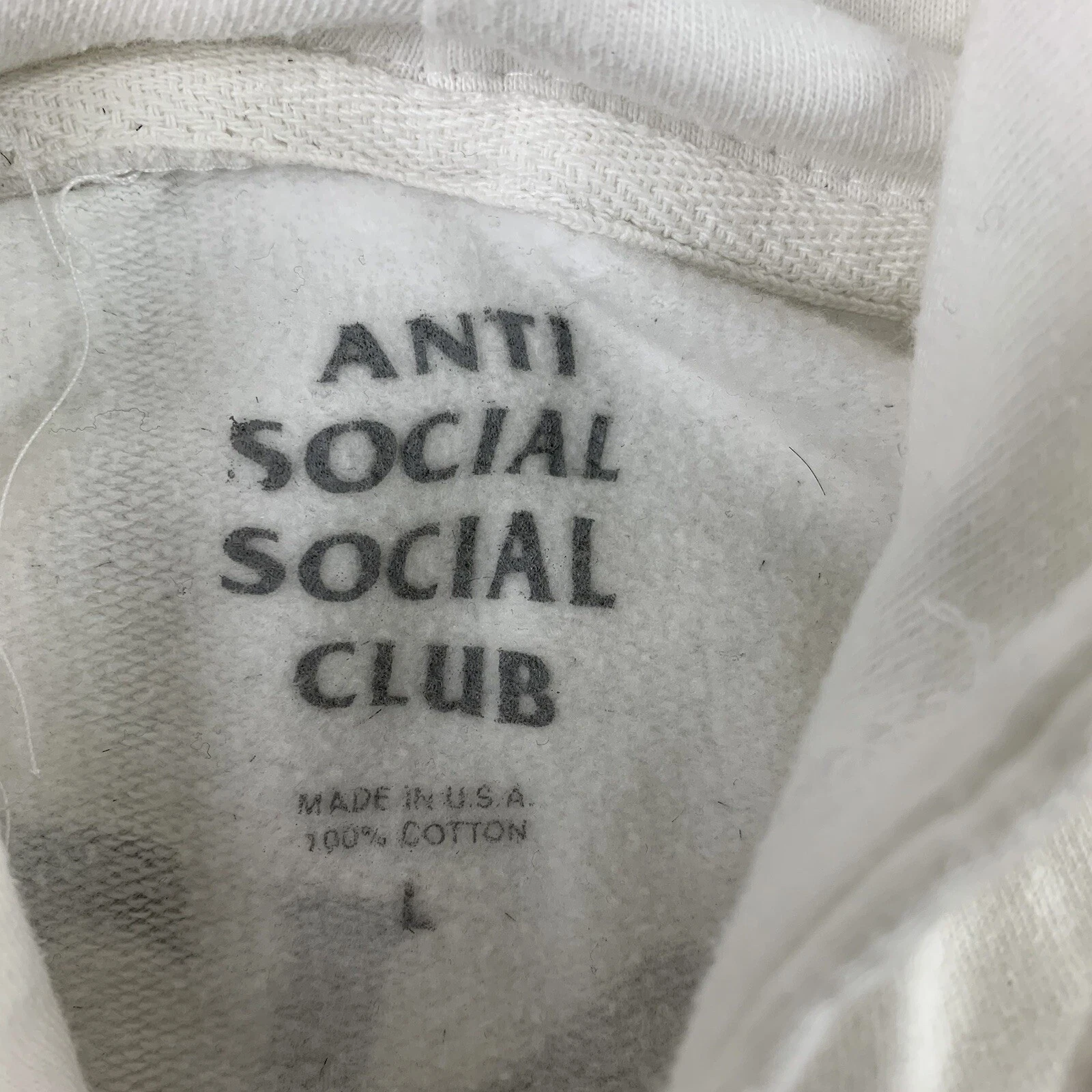 A BATHING APE (BAPE) Felpa con cappuccio Anti Social Social Club ASSC adulto grande bianca USA