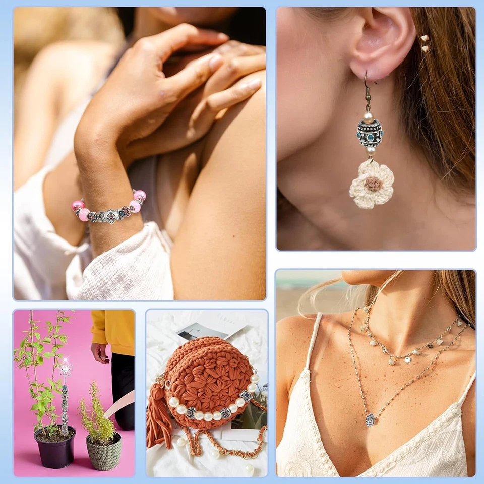 Cuentas europeas esmaltadas de diamantes de imitación de aleación de 30 piezas agujero grande Murano Cuentas espaciadoras Foto 3 de 4