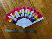 LGBTQ Themed Rainbow Striped Folding Fan Gay Pride 9"