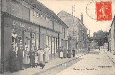 CPA 91 PUSSAY / GRANDE RUE / EPICERIE / MERCERIE LEVEQUE