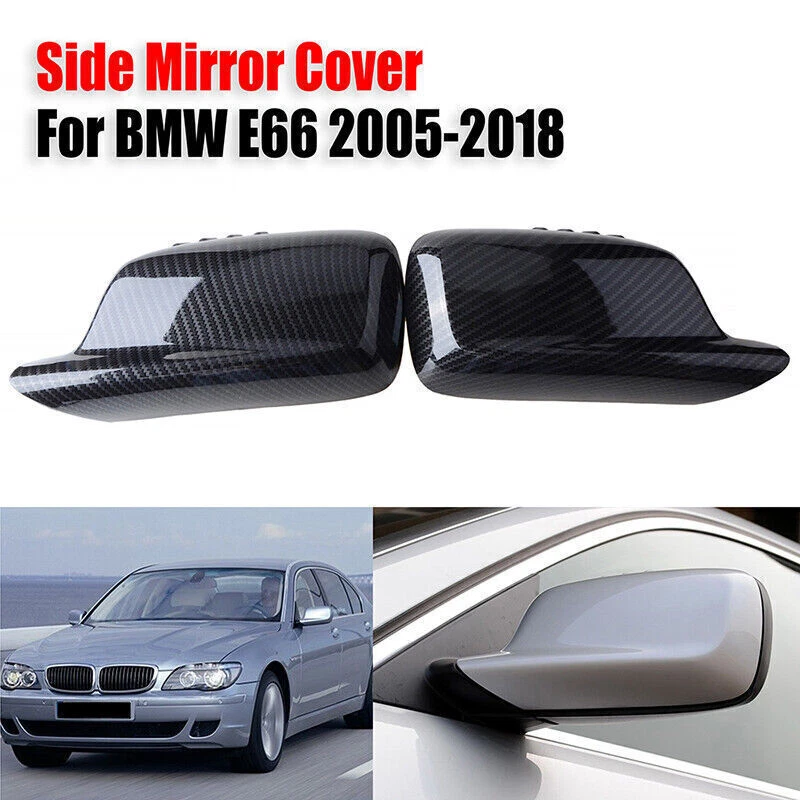 Tapa de cubierta de espejo retrovisor de fibra de carbono para BMW E46 E65 E66 330Ci 745i 750i 750Li 760i, Foto 4 de 4