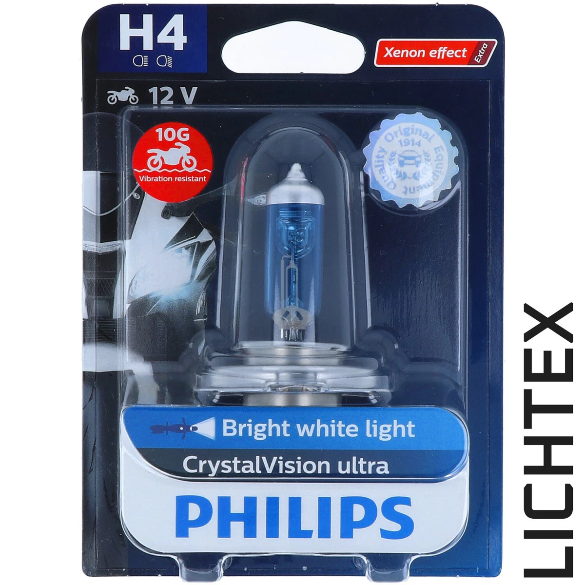 H4 PHILIPS CrystaVison Ultra Xenon Effect Halogen Headlight Lamp NEW
