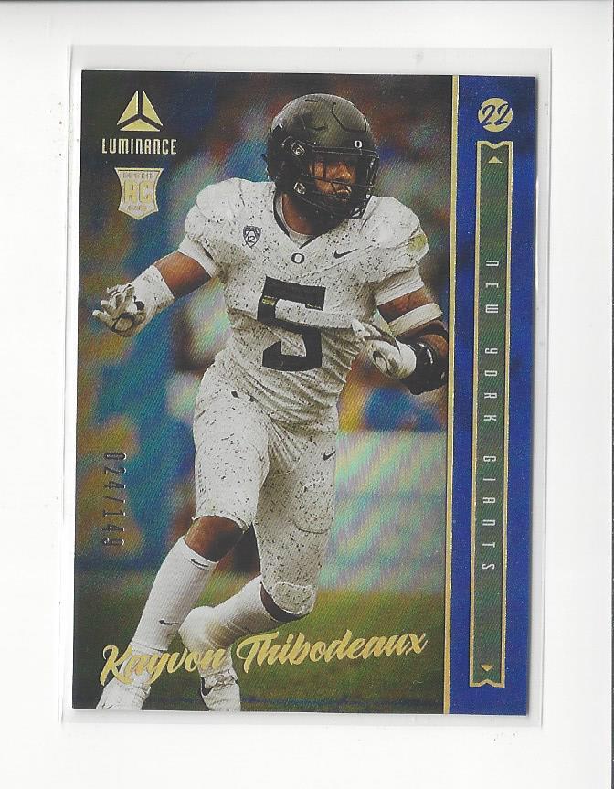 2022 Panini Luminance Blue #136 Kayvon Thibodeaux RC Rookie Giants /149