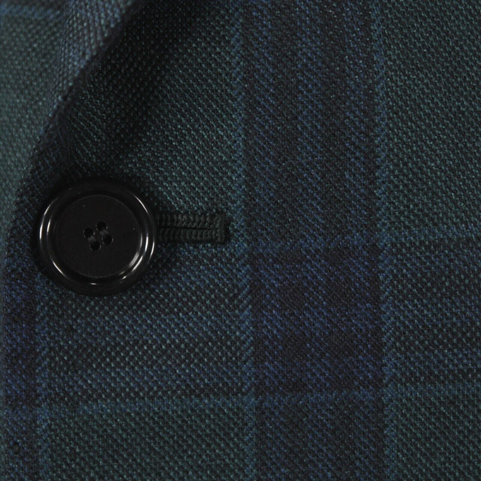 Abrigo deportivo Cesare Attolini nuevo sin etiquetas cachemir/seda talla EE. UU. ~48S a cuadros verde/azul Foto 2 de 4