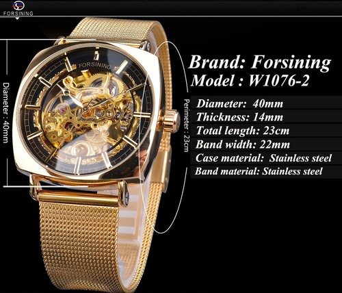 FORSINING Luxury Mens Stainless Steel Hollow Skeleton Automatic Mechanical Watch - Picture 6 of 13