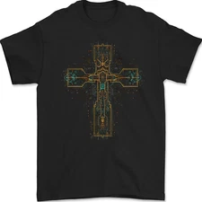 A Circuit Board Cross Gothic Goth Techy Mens T-Shirt 100% Cotton