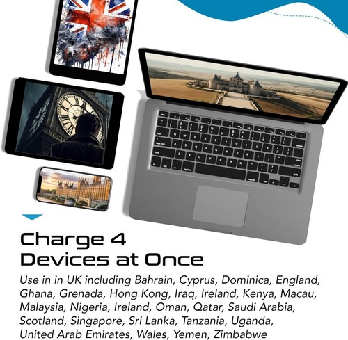 Ceptics UK, Ireland Power Adapter Travel, Includes Type G Swadapt Attachments - 第 6/7 張圖片
