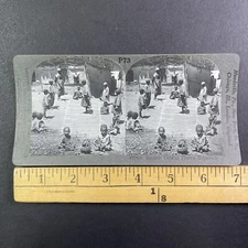 Children Play Hopscotch in Kashmir India Stereoview Antique c1920 Y9576