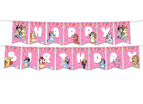 New Pink Bluey Kids Birthday Decoration Tableware Balloons Girls Party Supplies - Picture 6 of 18