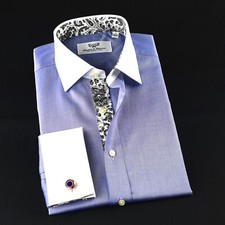 Blue Winchester With Floral Inner Lining Business Dress Shirt Professional Top
